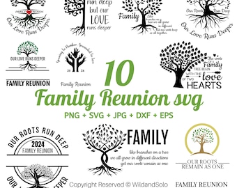 Family reunion 2024 svg bundle, Our Love Runs Deeper, Family tree with quotation svg, Our Roots Run Deep, Tree with roots SVG, tree of life