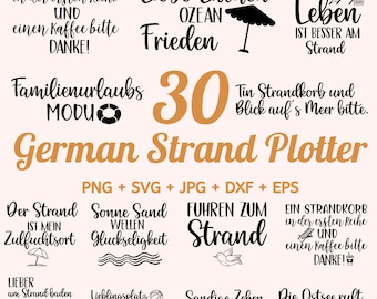 30 German Strand Plotter File, Hallo Sommer SVG, Sommer Zitat SVG, Sommer Vibes Svg, summer phrases svg, shell silhouette, Urlaubsmodus Svg