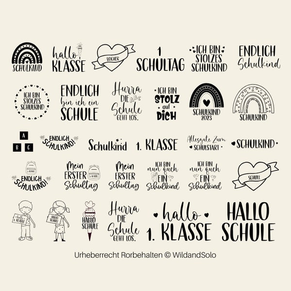 30 German Schulkind Plotter, German School Boy Plotter, German School Girl Plotter, German School Bundle, Schuleinführung Cut File