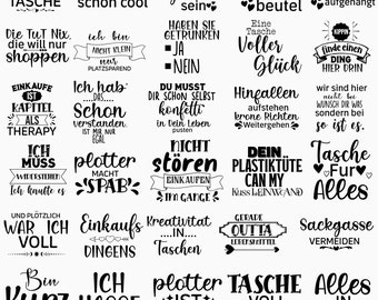 Taschen Zitat svg Bundle, Taschen-Sprüche Bundle, Deutsches svg Design, Tragetasche svg, Zitate svg, Deutsche Sprüche svg