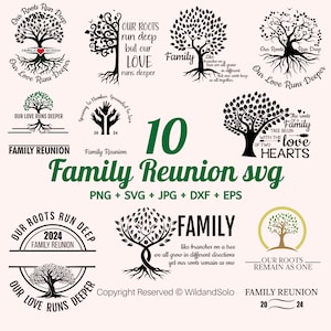 Familientreffen SVG-Bundle, Our Roots Run Deep, Baum mit Wurzeln SVG, Baum des Lebens svg, Stammbaum mit Zitat svg, Our Love Runs Deeper