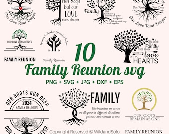 Familiereünie SVG-bundel, Our Roots Run Deep, Boom met wortels SVG, Tree of Life SVG, Stamboom met citaat SVG, Our Love Runs Deeper