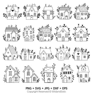 20 Little Home svg Bundle, Little House png, House svg, little House Outline svg, House Clipart, eps, svg, dxf, jpg By Solo Wild