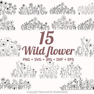 Wildflowers svg, nature svg, floral frame svg, Wild flower svg, Bouquet SVG, Floral svg, Split monogram svg, flower sketch svg By Solo Wild