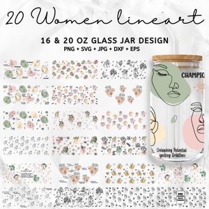 20 Unzen Linie Kunst svg Bundle, Linie Kunst svg, Frau Blume svg, Positive Selbstliebe Affirmationen, Line Art Gesicht, Line Art Designs, Glass Wrap svg