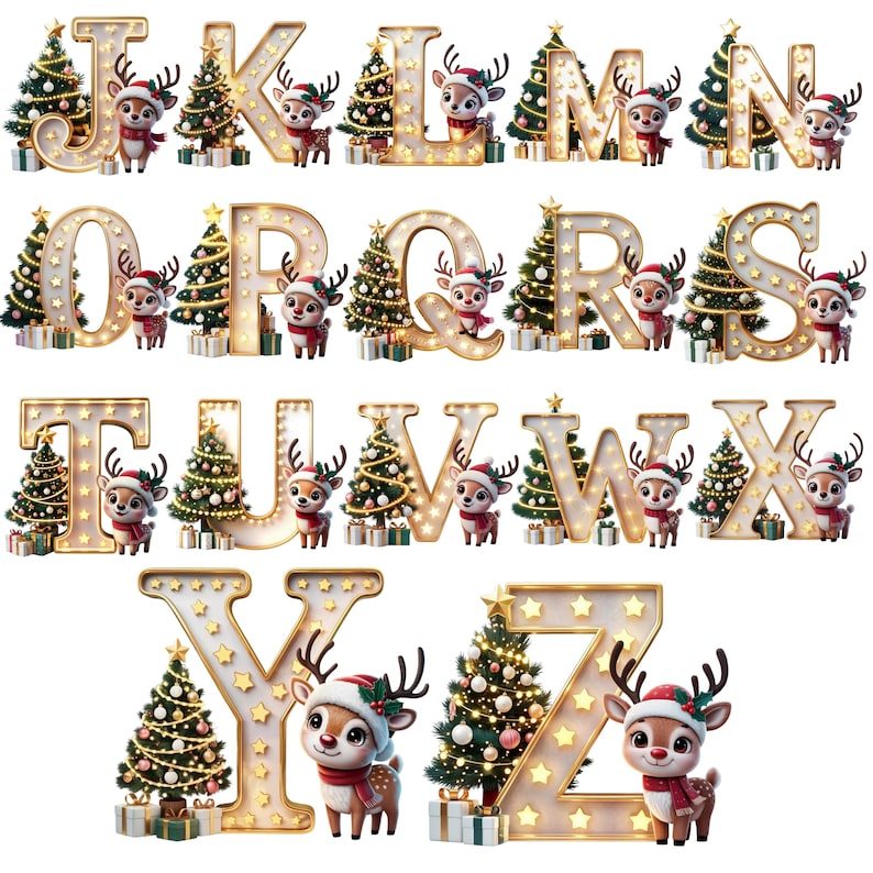 Alfabeto navideño PNG, Letras navideñas Clipart, Alfabetos de árboles ...