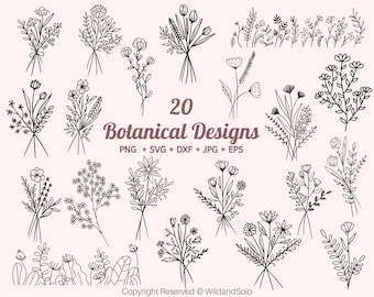 Floral Bouquet Svg, Botanical svg, Bouquet svg, Flower svg, Flower bouquet svg, field plant svg, Flower svg png hand drawn, Wildflower svg