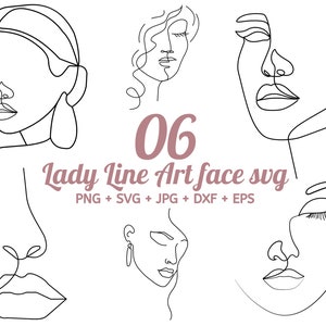06 Adorno para tarta de mujer con arte lineal, silueta de rostro de mujer, arte lineal de rostro de mujer, arte lineal de rostro de mujer de Solo Wild