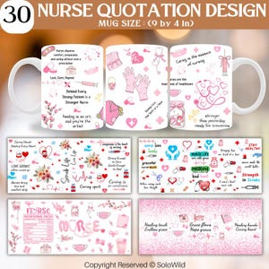 30 Krankenschwester Becher Wrap Design PNG, 15 Unzen Tasse Sublimation, Positive Zitate Png, Krankenschwester PNG, Stillbecher, digitaler Download