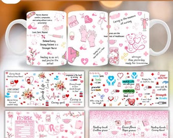30 Nurse Mug Wrap Design PNG, 15 oz mug Sublimation, Positive Quotes Png, Healthcare PNG, Nursing Mug, Digital Download
