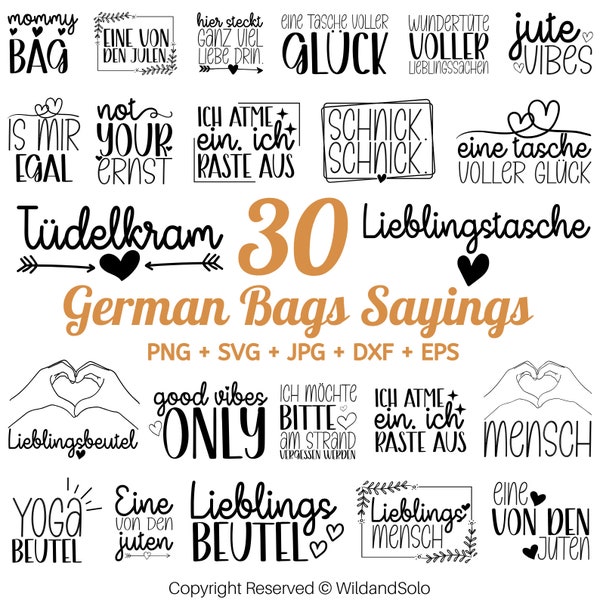 German Bag Sayings SVG Bundle, Bag sayings bundle svg,jute bag plotting svg,  Cricut Silhouette Studio, One of the Jutes, pocket sayings svg