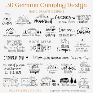 Deutsch Camping SVG, 30 Deutsches Design, Camping Sprüche, Deutsche Zitate, Sprüche zwar, Plotterdatei, Schnitt für Cricut, Silhouette