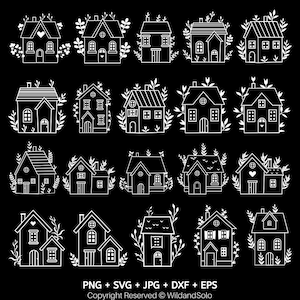 20 Little Home svg Bundle, little House Outline svg, House svg, Little House png, House Clipart, eps, svg, dxf, jpg By Solo Wild