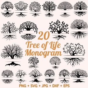 Tree of life monogram svg, tree roots svg, tree with Roots Svg, Family Tree Svg, Our Roots SVG, Family Reunion SVG, Cut file for cricut Svg