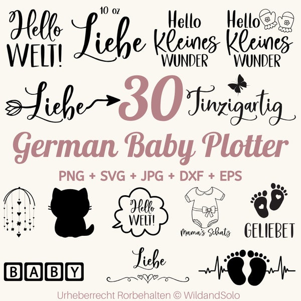 30 Deutsches Baby Zitat Svg, Geburt Baby Spruch SVG, Niedliches Baby svg, Lustiges Baby-Svg, Baby Onesie Svg, Kindheit Zitat Svg