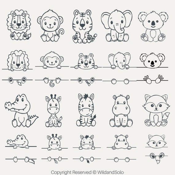 Outlines Of Animals Outline Safari Animals Birth Details New Baby