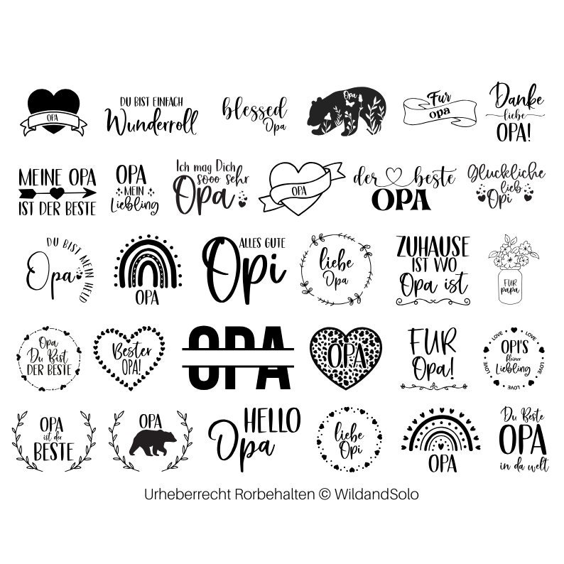 30 German Opa Plotterdatei svg, Kranz Split Vily Cut File, Opa Regenbogen svg, Split-Monogramm svg, Lorbeerkranz svg, Plotting Bundle Opa Bild 2