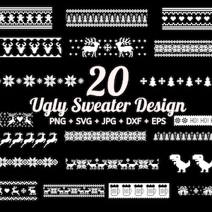 20 kerst lelijke trui sjablonen, bundel Svg, lelijke trui Svg voor Cricut, Sugly Sweater Svg, ilhouette, trui svg door Solo Wild