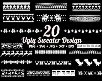 クリスマスのダサいセーターのテンプレート20選、バンドルSVG、Cricut用ダサいセーターSVG、ダサいセーターSVG、イラスト、セーターSVG By Solo Wild