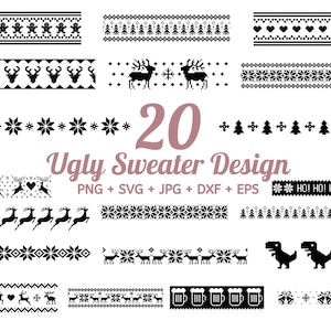 20 modelli di maglioni brutti natalizi, maglione brutto in formato SVG, bundle in formato SVG, maglione brutto in formato SVG per Cricut, Silhouette, maglione in formato SVG di Solo Wild