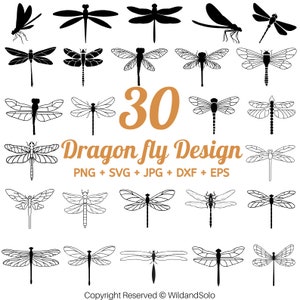 30 Bundle Svg libellule, vecteur de libellule, ailes de coupe fichier, libelle svg, svg insecte, libellule SVG, png d'insectes volants, téléchargement numérique