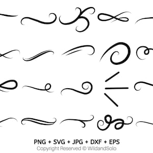 20 Swirl SVG-Bundle, Swashes svg, Swoosh svg, Schnörkel-Svg, Doodle-Elemente-Svg-Bundle, dekorative Verzierung svg, Schnörkel svg Von Solo Wild