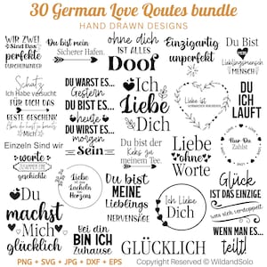 30 Duitse liefdescitaten Svg-bundel, Liebeszitat Design, inspirerend ontwerp, Ich liebe dich, Spruch SVG-bundel, Cricut silhouet