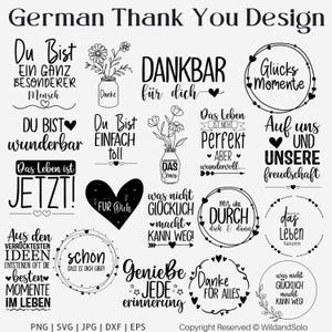 German Design Bedankt Svg, krans Svg, vriendschap Svg, plotterbestand, geniet van elke herinnering, Danke Svg, hart svg Cricut silhouet