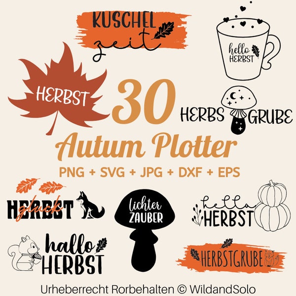 30 Herbst Plotter datei Svg, Herbst Zuhause svg, Kürbis SVG, herbstzeit svg, Kürbisspice svg, Herbst Sprüche Plotter Svg, Herbst Clipart SVG