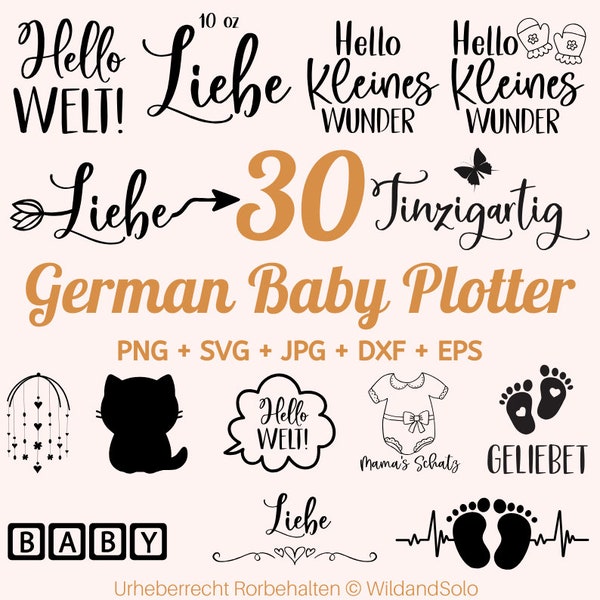 30 Deutsches Baby Zitat Svg, Geburt Baby Spruch SVG, Niedliches Baby svg, Baby Onesie Svg, Kindheit Zitat Svg, Baby-Andenken Svg