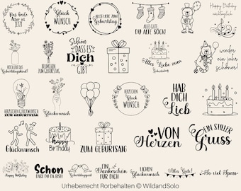 30 Geburtstag Plotterdatei svg Bundle, Geburtstags-Plotterdatei, Happy Birthday, Plotterdatei, Geburtstagskind svg, Geburtstag Sprüche svg