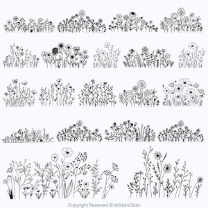 20 Wildflowers svg Bundle, Floral svg, nature svg, Wild flower svg, floral frame svg, Split monogram svg, flower sketch svg By Solo Wild