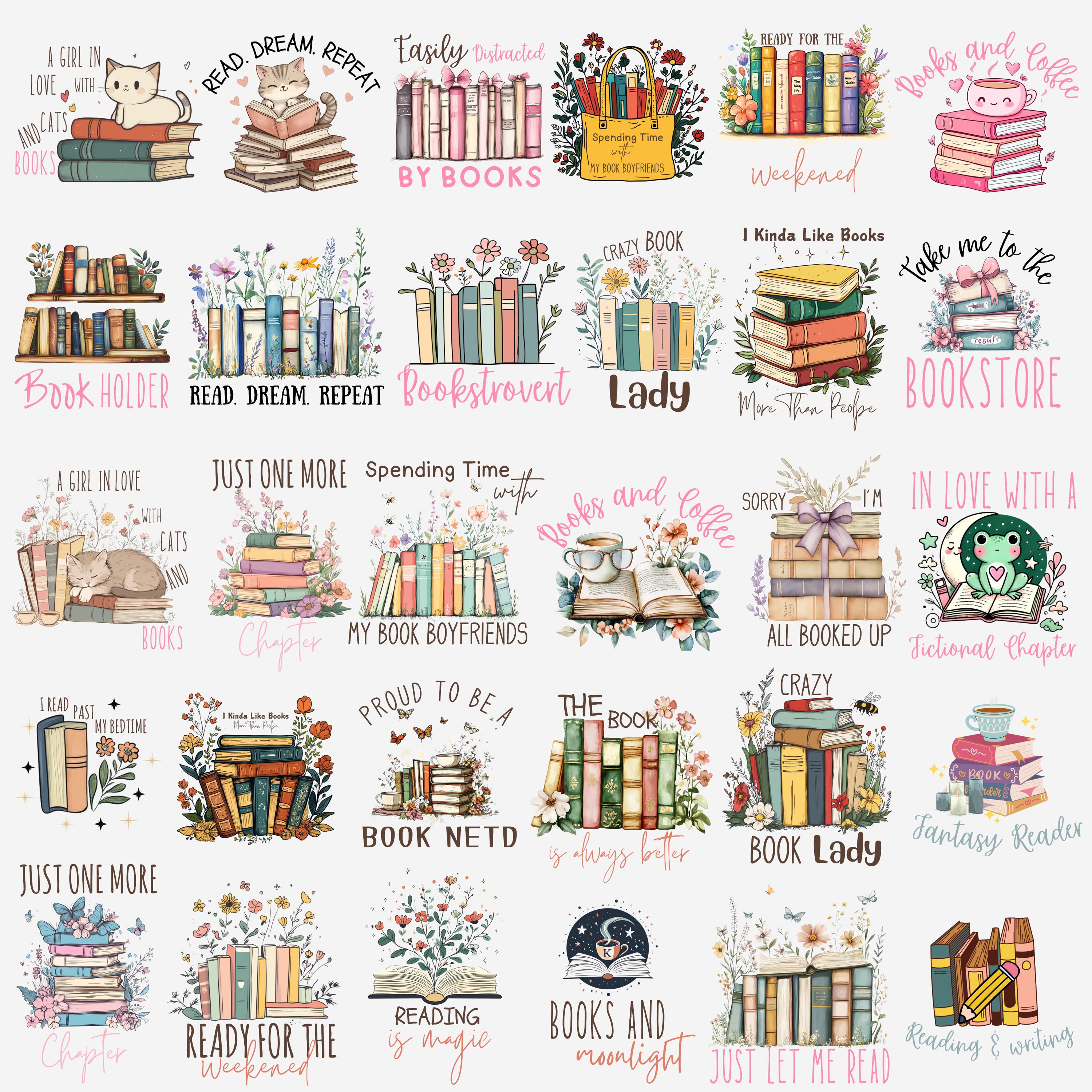 Digital Book Lover Stickers Bundle, Printable Book Stickers, Digital ...