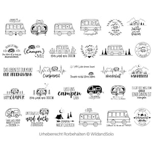 30 Plotterdatei Camping Wohnwagen SVG Bundle, Plotterdatei Wohnmobil, Camping Sprüche, Digistamp Camping, Digstamp Wohnwagen