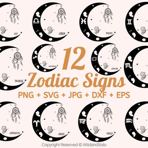 Bundle svg signes du zodiaque, symboles du zodiaque svg, svg valeur nutritive du zodiaque, signes astrologiques svg, svg signe astrologique, astrologie, horoscope