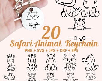 Safari animals Keychain SVG Bundle, Student name tag, School Classroom label Kids, Safari animal name frame SVG, Baby Teacher, Jungle Zoo