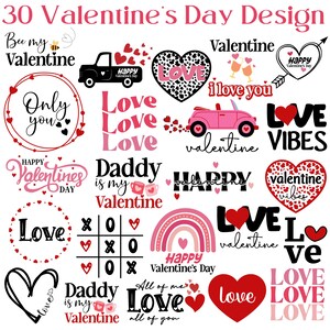 30 diseños de Svg para el día de San Valentín, paquete de Svg, diseño de corazón, papá es mi Valentín, Svg Xoxo, Svg para el día de San Valentín, Cricut y Silhouette