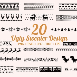 20 modelli di maglioni brutti natalizi, maglione brutto in formato SVG, maglione brutto in formato SVG per Cricut, Silhouette, Bundle in formato SVG, maglione in formato SVG di Solo Wild