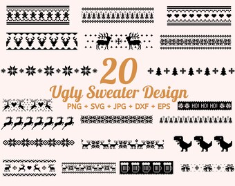 クリスマスのダサいセーターテンプレート20選、ダサいセーターSVG、クリカット用ダサいセーターSVG、シルエット、バンドルSVG、セーターSVG By Solo Wild