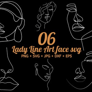 06 Line Art Woman Cake Topper svg, topper na tort z grafiką liniową, twarz kobiety w jednej linii, kobieta w jednej linii, sylwetka twarzy, lineart twarzy kobiety autorstwa Solo Wild