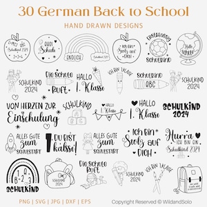 30 Deutsch zurück zur Schule SVG-Bundle, Schulanfang-Svg, German Design, Erster Schultag, Schulanfang-Zitate, Silhouette-Datei