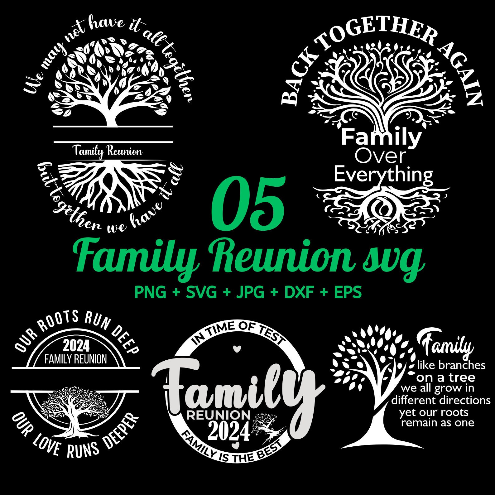 Family tree with quotation svg bundle, family reunion svg, tree of life svg, Our Love Runs Deeper, Our Roots Run Deep, Tree with roots SVG