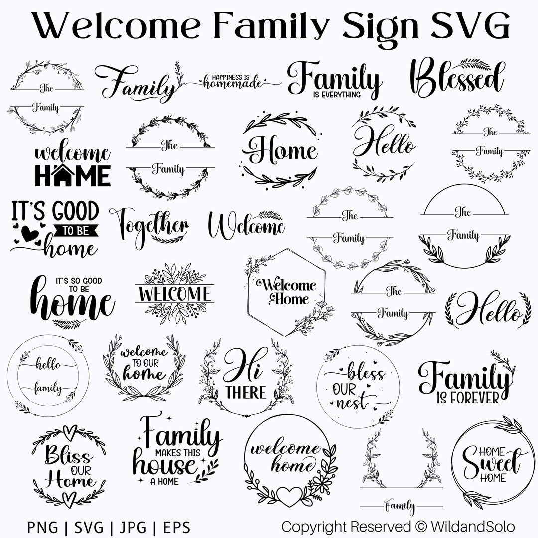 Welcome Sign SVG Bundle | Family Name Round Sign SVG | Monogram SVG ...