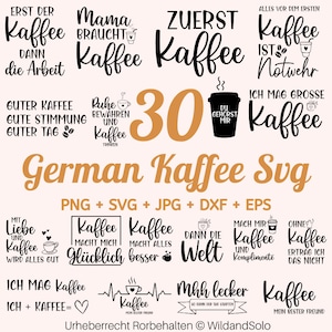30 German Kaffee Plotter File Svg Bundle, German Plotter svg, Kaffee svg bundle, German sayings coffee, Kaffeezeit  svg, coffee lover quotes