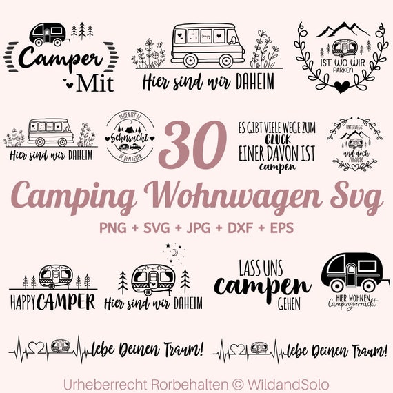 30 Plotterdatei Camping Wohnwagen SVG Bundle, Camping Sprche, Digistamp  Camping, Plotterdatei Wohnmobil, Glcklicher Camper Svg - Etsy