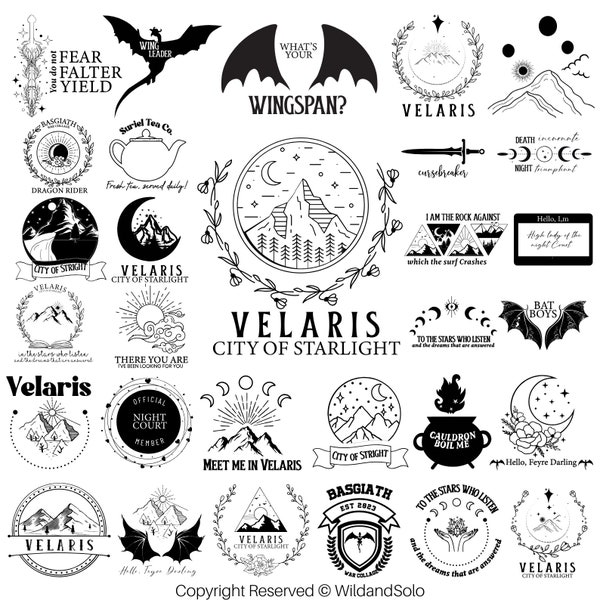 30 Velaris City of Starlight ACOTAR Svg bundle, Court of Thorn and Rose Svg, To The Stars City of Starlight, Fantasy Reader, Fourth Wing SVG