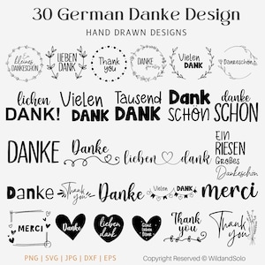 Paquete SVG de agradecimiento, archivo para plotter, refranes alemanes SVG, paquete SVG de agradecimiento, citas en alemán, descarga digital, archivo de silueta de Cricut