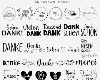 Thank You Svg Bundle, Plotter File, German Sayings Svg, Thank You Svg bundle, German Quotes, Digital Download, Cricut Silhouette File