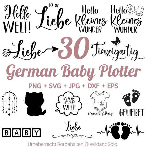 30 Deutsches Baby Zitat SVG, Geburt Baby Spruch SVG, Familienzitat svg, Baby Meilensteine SVG, Kindheit Zitat Svg, Baby-Andenken Svg