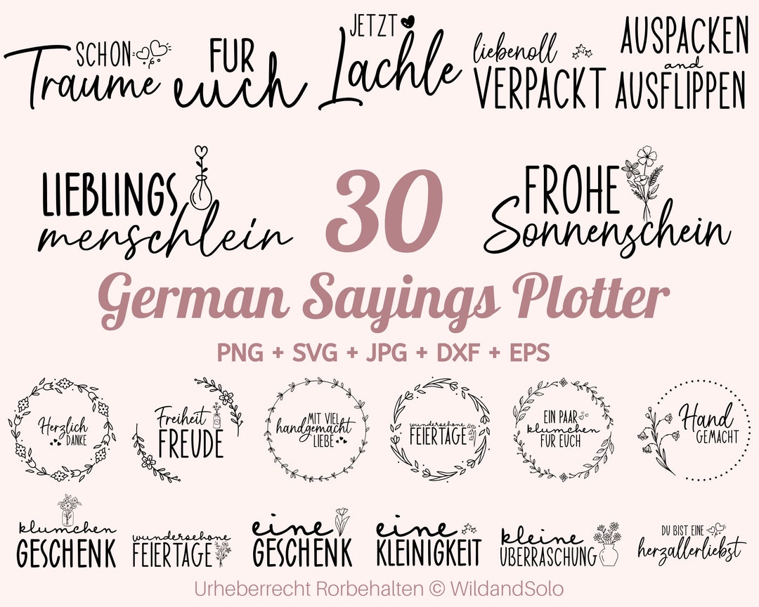 30 German Sayings Plotter Label Lettering Cut File German - Etsy